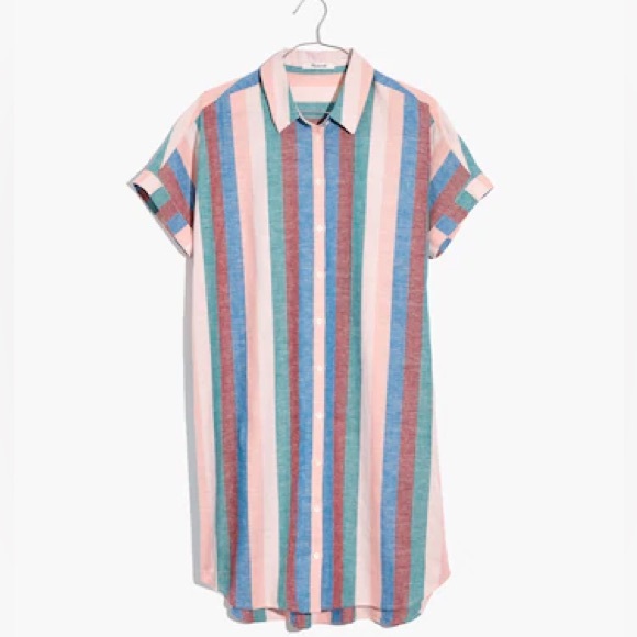 Madewell Dresses & Skirts - Madewell Central Shirtdress in Flagstaff Stripe Size XS Oversized Linen Button